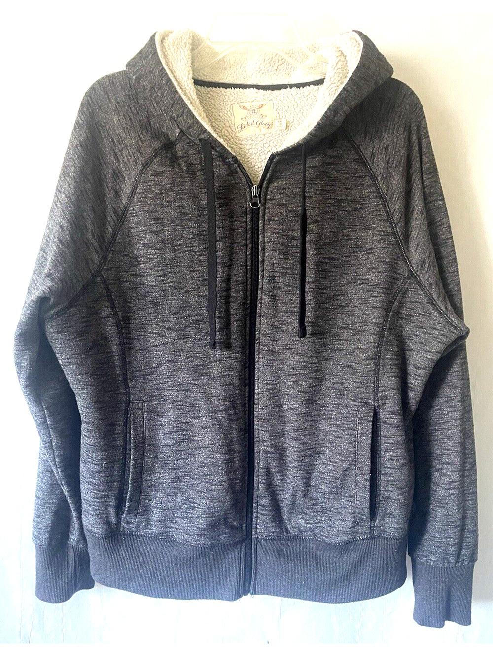 Faded Glory Youth Lined Hoodie Zippered Front XXL Bust Charcoal Grey